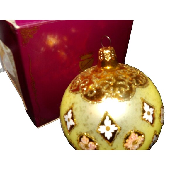 Caliks Artistry Blown Glass Christmas Ornaments 2 Vintage Polish & 1 Button Ball - Picture 10 of 16